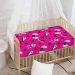 Pink Emo Symbols Pattern Print Baby Crib Sheet