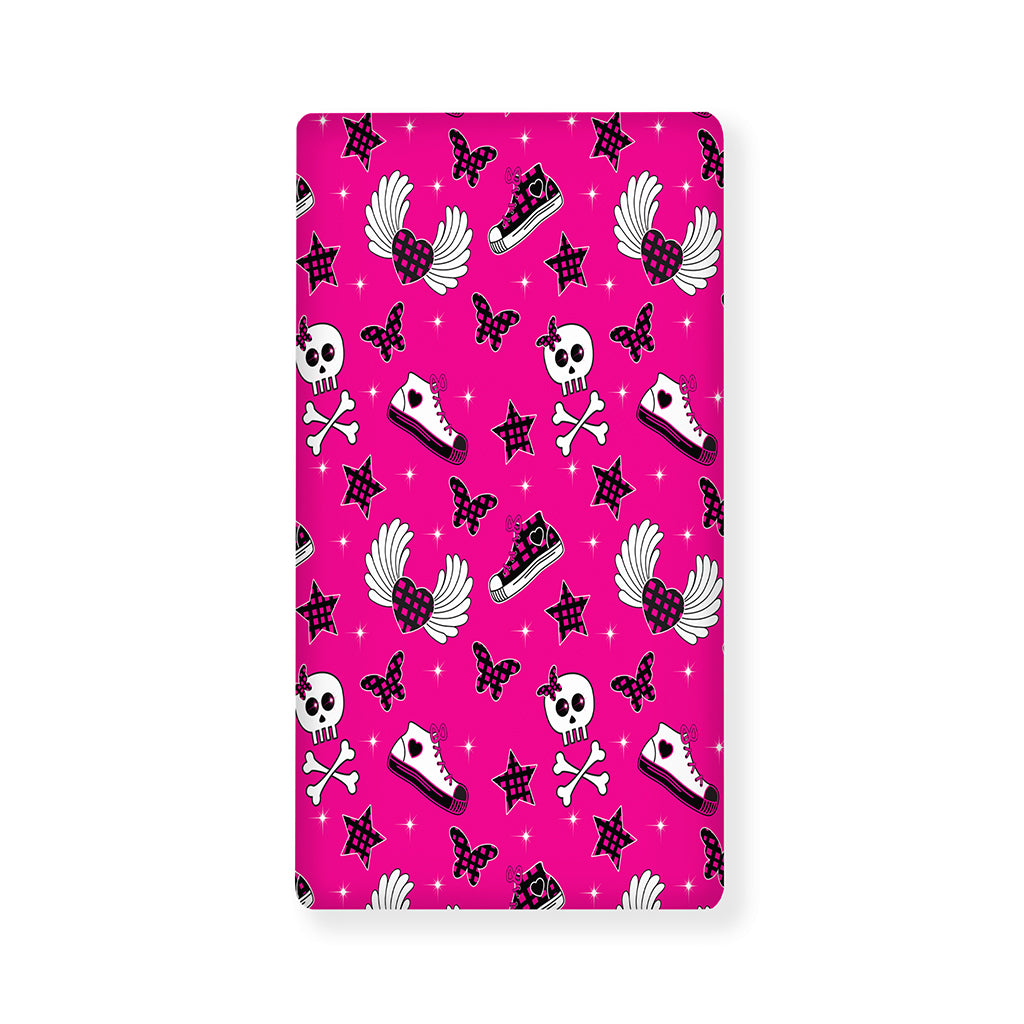 Pink Emo Symbols Pattern Print Baby Crib Sheet
