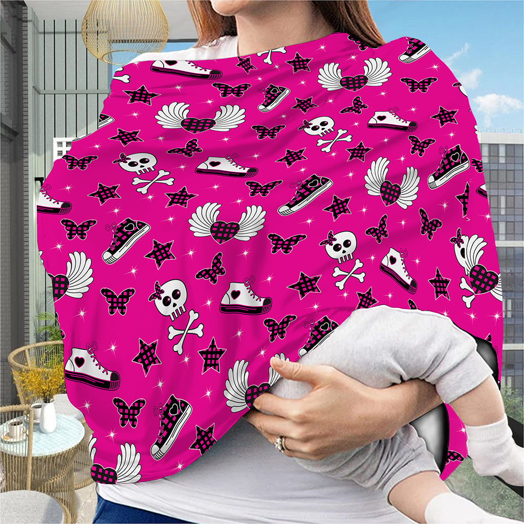 Pink Emo Symbols Pattern Print Baby Seat Cover