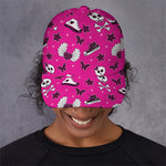 Pink Emo Symbols Pattern Print Baseball Cap