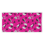 Pink Emo Symbols Pattern Print Beach Towel