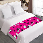 Pink Emo Symbols Pattern Print Bed Runner