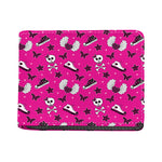 Pink Emo Symbols Pattern Print Bifold Wallet