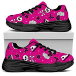 Pink Emo Symbols Pattern Print Black Chunky Shoes