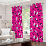 Pink Emo Symbols Pattern Print Blackout Grommet Curtains