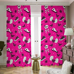Pink Emo Symbols Pattern Print Blackout Pencil Pleat Curtains