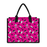 Pink Emo Symbols Pattern Print Canvas Tote Bag