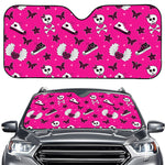 Pink Emo Symbols Pattern Print Car Windshield Sun Shade