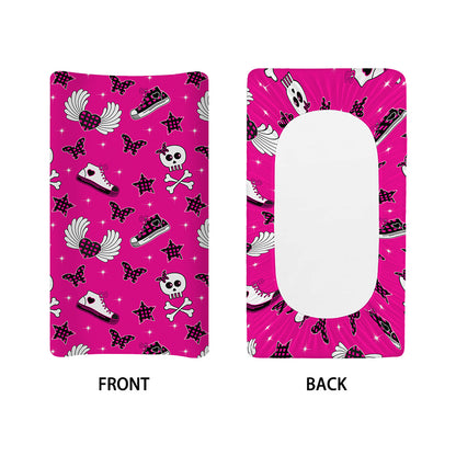 Pink Emo Symbols Pattern Print Changing Pad Cover