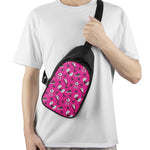 Pink Emo Symbols Pattern Print Chest Bag