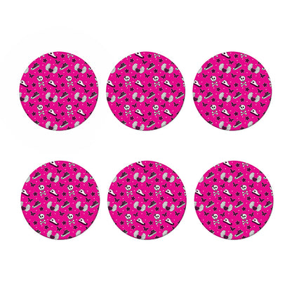 Pink Emo Symbols Pattern Print Coaster Set