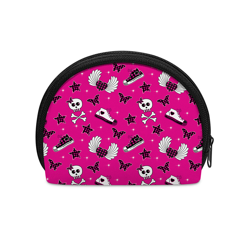 Pink Emo Symbols Pattern Print Coin Purse