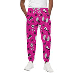 Pink Emo Symbols Pattern Print Cotton Pants