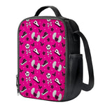 Pink Emo Symbols Pattern Print Crossbody Lunch Bag
