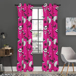 Pink Emo Symbols Pattern Print Curtain