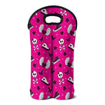 Pink Emo Symbols Pattern Print Double Neoprene Wine Tote