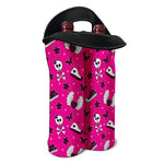 Pink Emo Symbols Pattern Print Double Neoprene Wine Tote