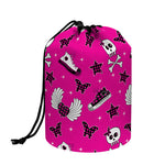 Pink Emo Symbols Pattern Print Drawstring Makeup Bag