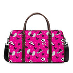 Pink Emo Symbols Pattern Print Duffle Bag