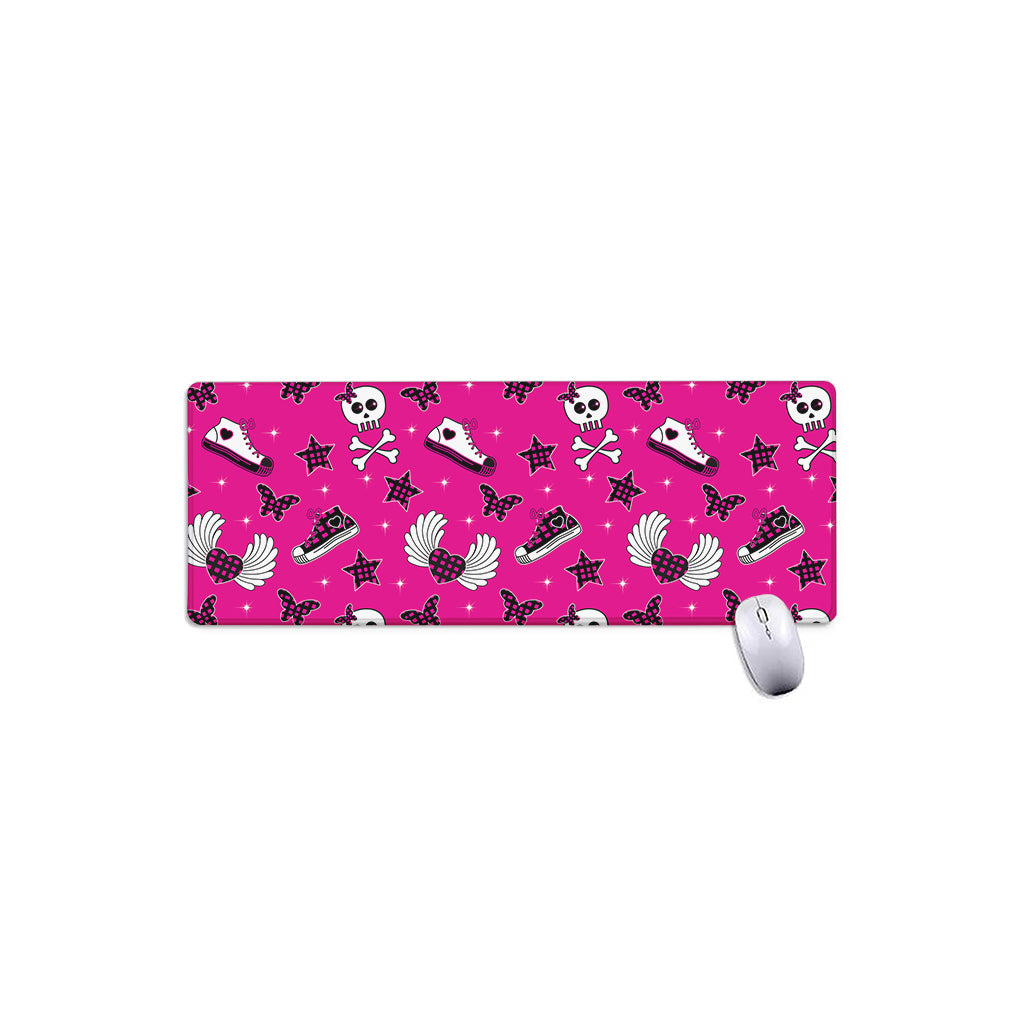 Pink Emo Symbols Pattern Print Extended Mouse Pad