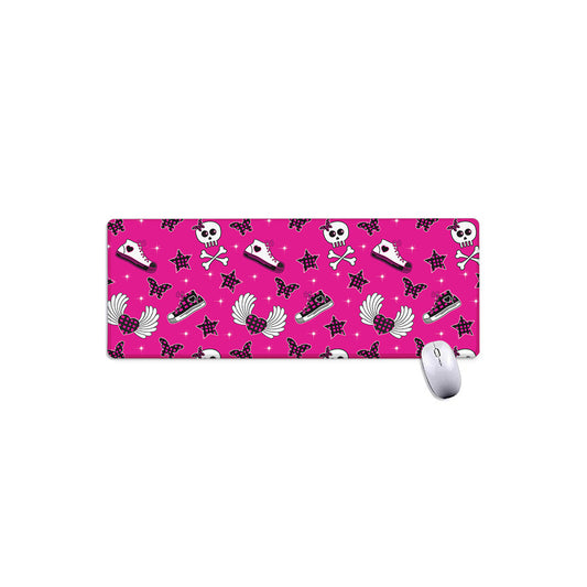 Pink Emo Symbols Pattern Print Extended Mouse Pad