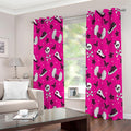 Pink Emo Symbols Pattern Print Extra Wide Grommet Curtains