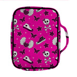 Pink Emo Symbols Pattern Print Front Pocket Bible Bag