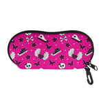 Pink Emo Symbols Pattern Print Glasses Case