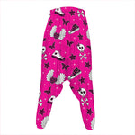 Pink Emo Symbols Pattern Print Hammer Pants