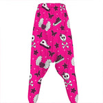 Pink Emo Symbols Pattern Print Hammer Pants