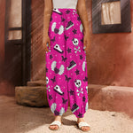 Pink Emo Symbols Pattern Print Harem Pants