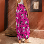 Pink Emo Symbols Pattern Print Harem Pants