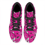 Pink Emo Symbols Pattern Print High Top Leather Sneakers
