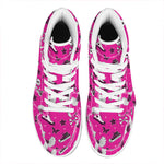 Pink Emo Symbols Pattern Print High Top Leather Sneakers