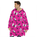 Pink Emo Symbols Pattern Print Hoodie Blanket
