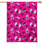 Pink Emo Symbols Pattern Print House Flag