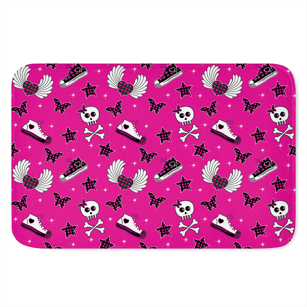 Pink Emo Symbols Pattern Print Indoor Door Mat