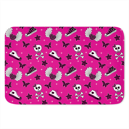 Pink Emo Symbols Pattern Print Indoor Door Mat