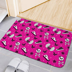 Pink Emo Symbols Pattern Print Indoor Door Mat