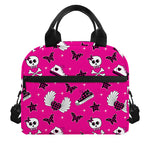 Pink Emo Symbols Pattern Print Insulated Lunch Bag