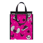 Pink Emo Symbols Pattern Print Insulated Lunch Tote