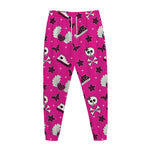 Pink Emo Symbols Pattern Print Jogger Pants