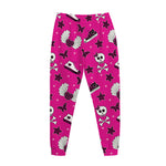 Pink Emo Symbols Pattern Print Jogger Pants
