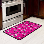 Pink Emo Symbols Pattern Print Kitchen Mat