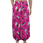 Pink Emo Symbols Pattern Print Lantern Pants