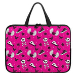 Pink Emo Symbols Pattern Print Laptop Sleeve With Handle