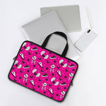 Pink Emo Symbols Pattern Print Laptop Sleeve With Handle
