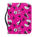 Pink Emo Symbols Pattern Print Leather Bible Cover