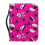 Pink Emo Symbols Pattern Print Leather Bible Cover