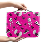 Pink Emo Symbols Pattern Print Leather Bible Cover